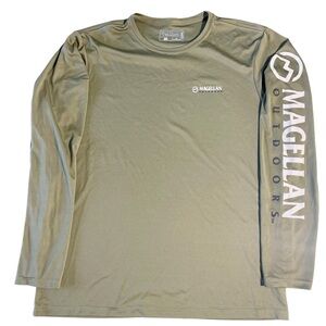 Magellan Outdoor Olive Green Logo Long Sleeve Shirt Fish Gear , Mag Wick Men’s M